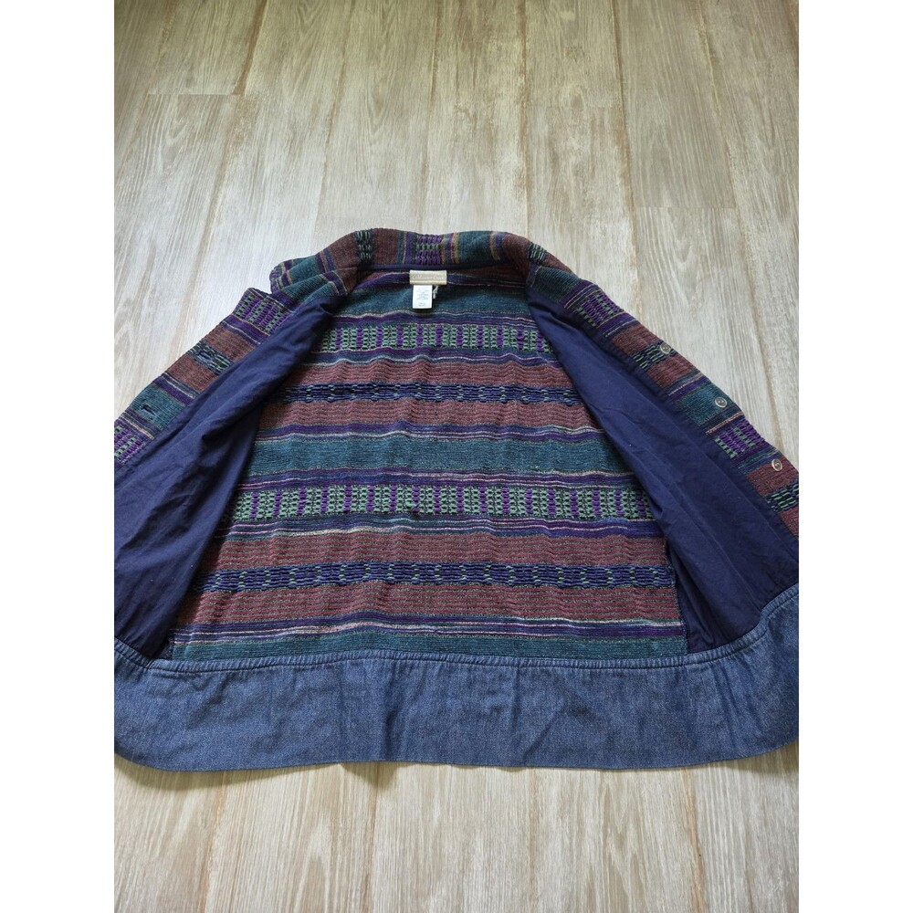Coldwater Creek Tapestry Vest Embroidered Hem Button Front Cotton Womens L GUC - Picture 8 of 10